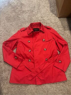 Coach Red Double-Breasted Trench Coat